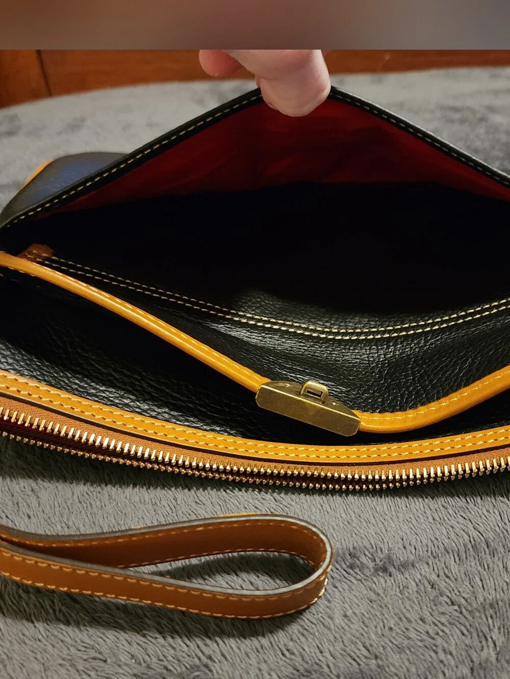 Prix de Dressage Vintage Black Pebbled Leather Equestrian Wristlet
